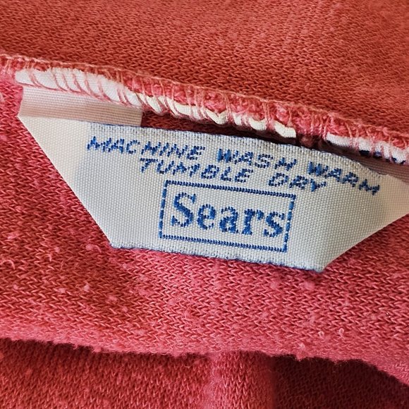 Vintage Womens 70s L XL Sears Terry Cloth Towel Surf Beach Mod Hippy‎ Shirt Pink - Picture 8 of 9